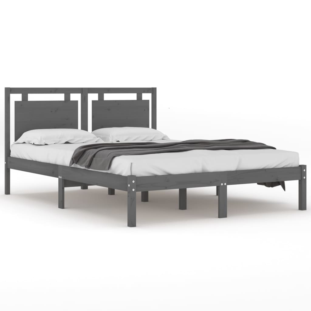 Bedframe Massief Hout 200 x 200 cm Grijs