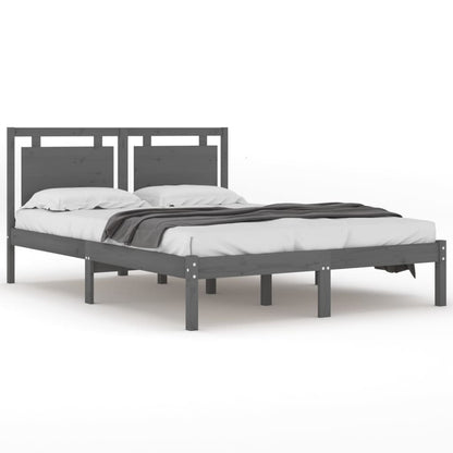 Bedframe Massief Hout 200 x 200 cm Grijs