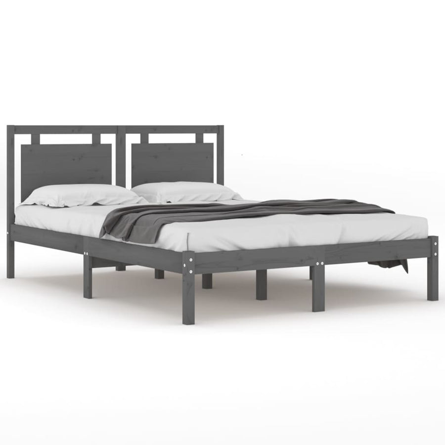 Bedframe Massief Hout 200 x 200 cm Grijs