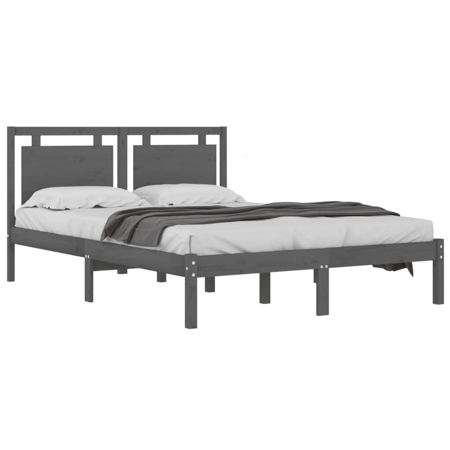 Bedframe Massief Hout 200 x 200 cm Grijs