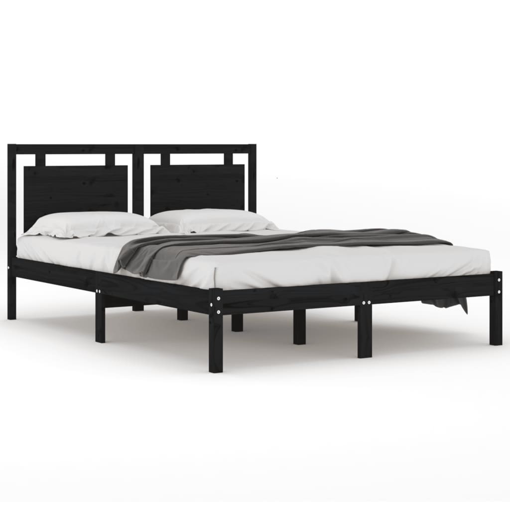 Bedframe Massief Hout 200 x 200 cm Zwart