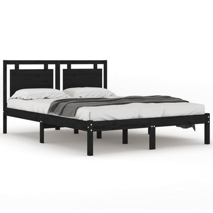 Bedframe Massief Hout 200 x 200 cm Zwart
