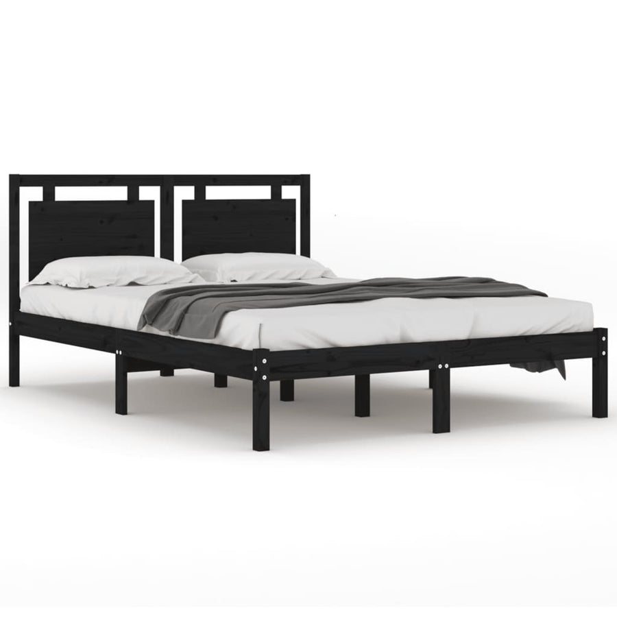 Bedframe Massief Hout 200 x 200 cm Zwart