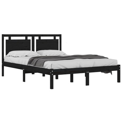 Bedframe Massief Hout 200 x 200 cm Zwart