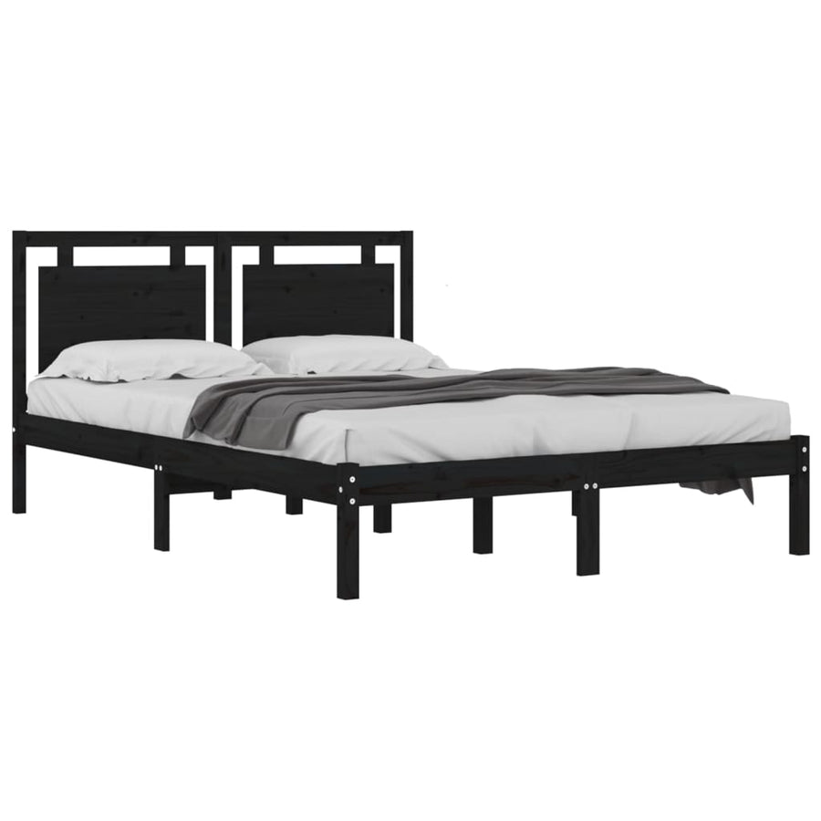 Bedframe Massief Hout 200 x 200 cm Zwart