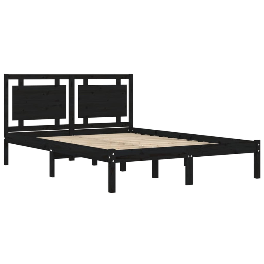Bedframe Massief Hout 200 x 200 cm Zwart