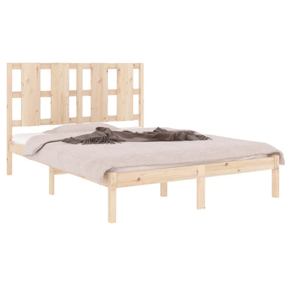Bedframe Massief Hout Double 135 x 190 cm Naturel