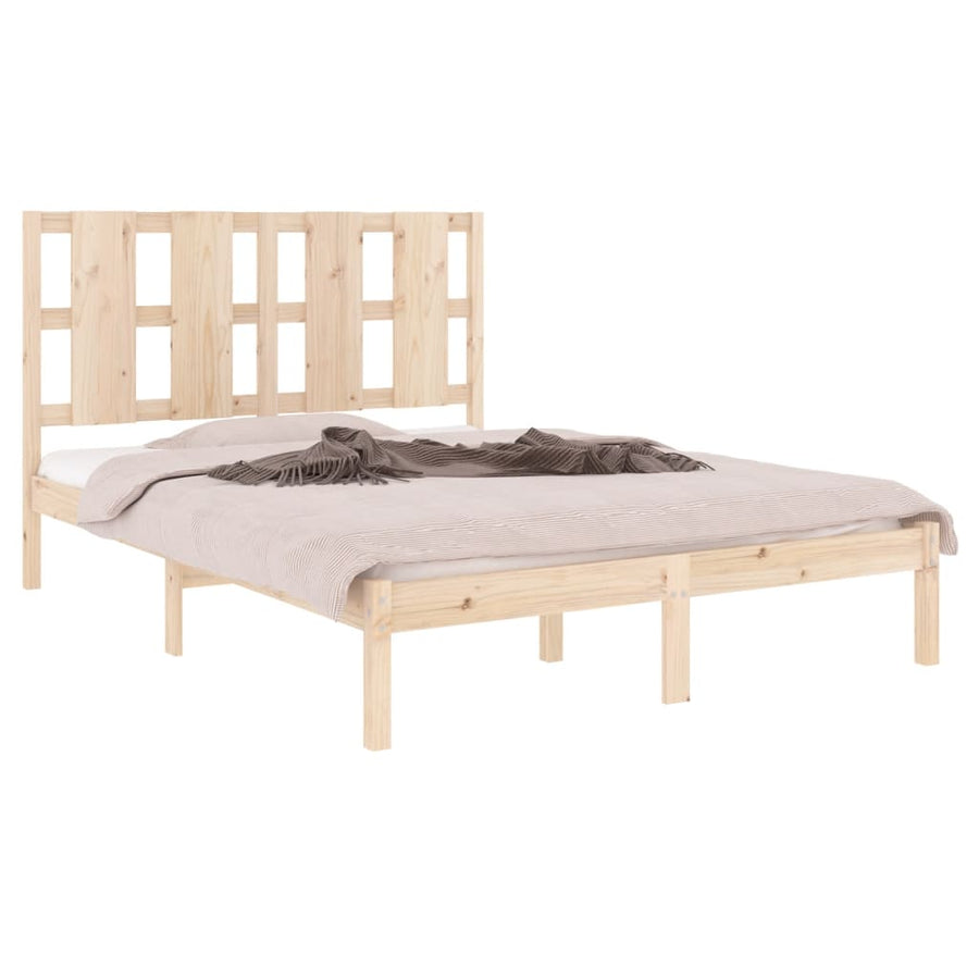 Bedframe Massief Hout Double 135 x 190 cm Naturel