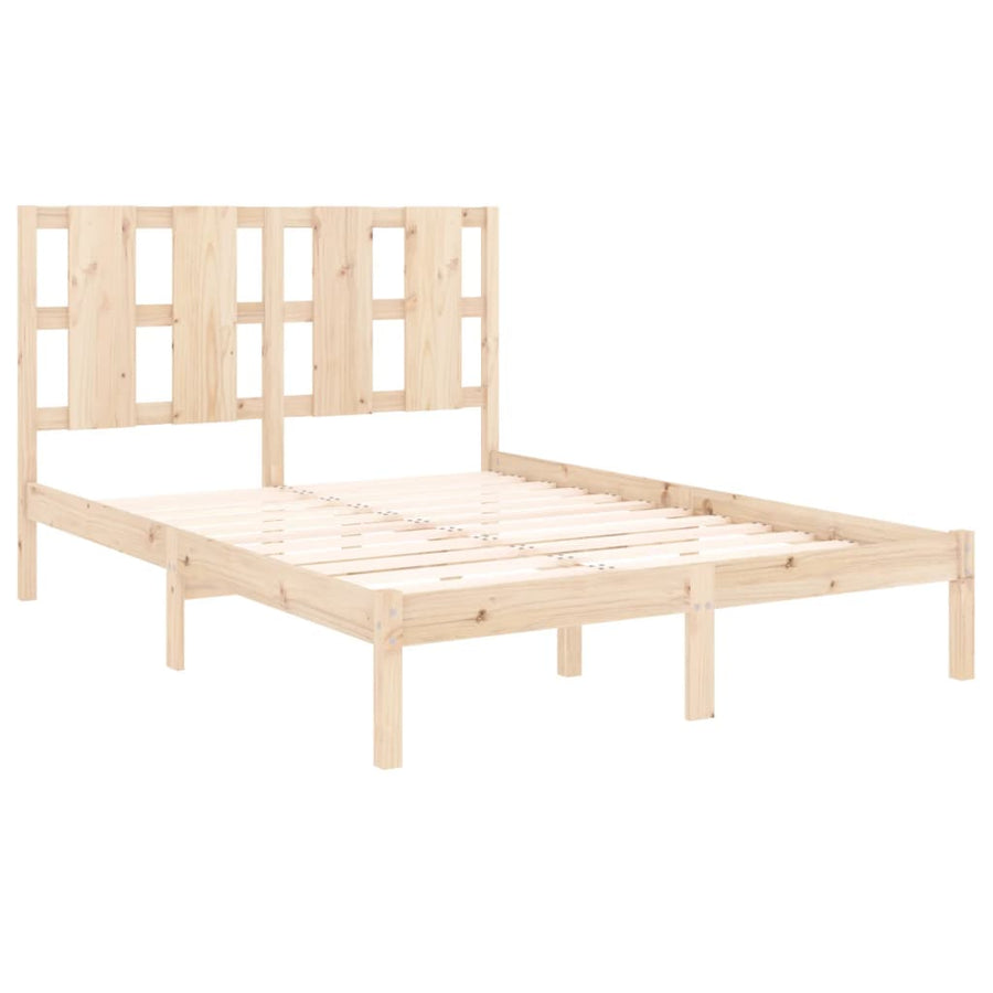 Bedframe Massief Hout Double 135 x 190 cm Naturel