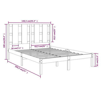 Bedframe Massief Hout Double 135 x 190 cm Naturel