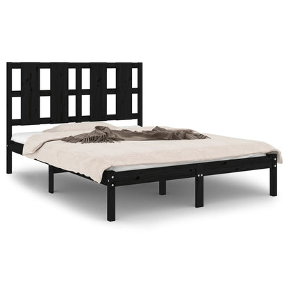 Bedframe Massief Grenenhout 140 x 190 cm Zwart