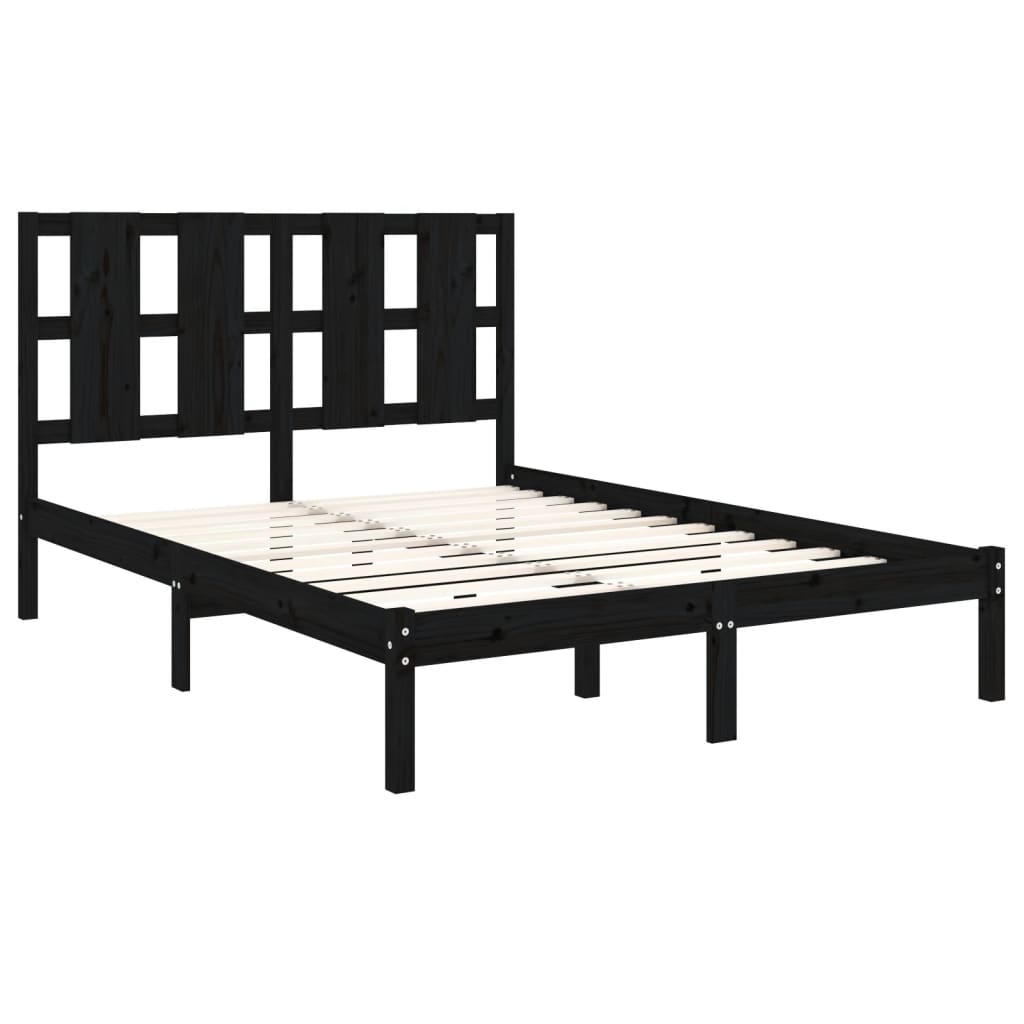 Bedframe Massief Grenenhout 140 x 190 cm Zwart