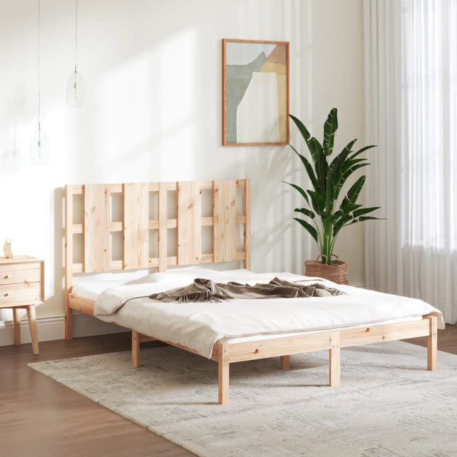 Bedframe massief grenenhout 140x200 cm 140 x 200 cm Naturel