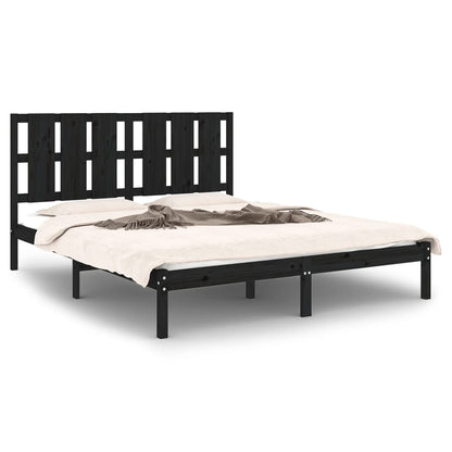 Bedframe Massief Hout King Size 150 x 200 cm Zwart