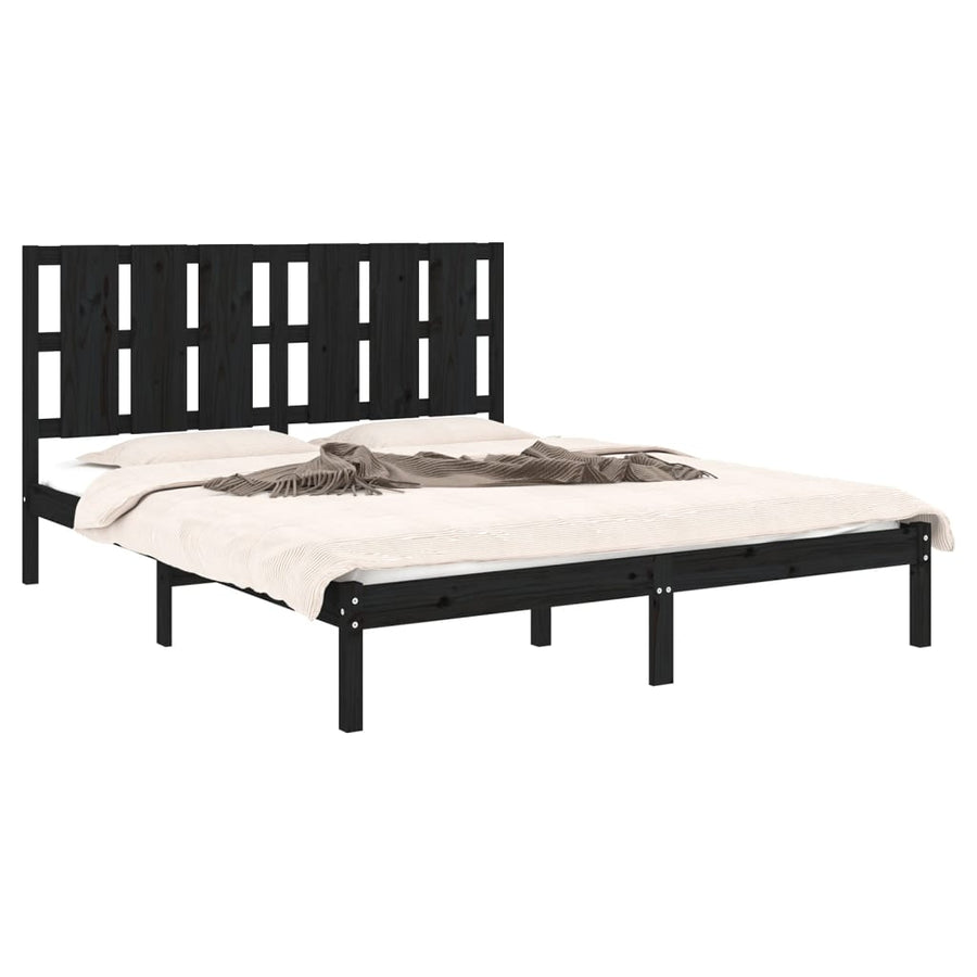 Bedframe Massief Hout King Size 150 x 200 cm Zwart