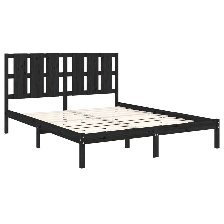 Bedframe Massief Hout King Size 150 x 200 cm Zwart