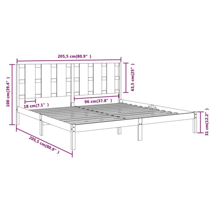 Bedframe Massief Grenenhout 200 x 200 cm Grijs