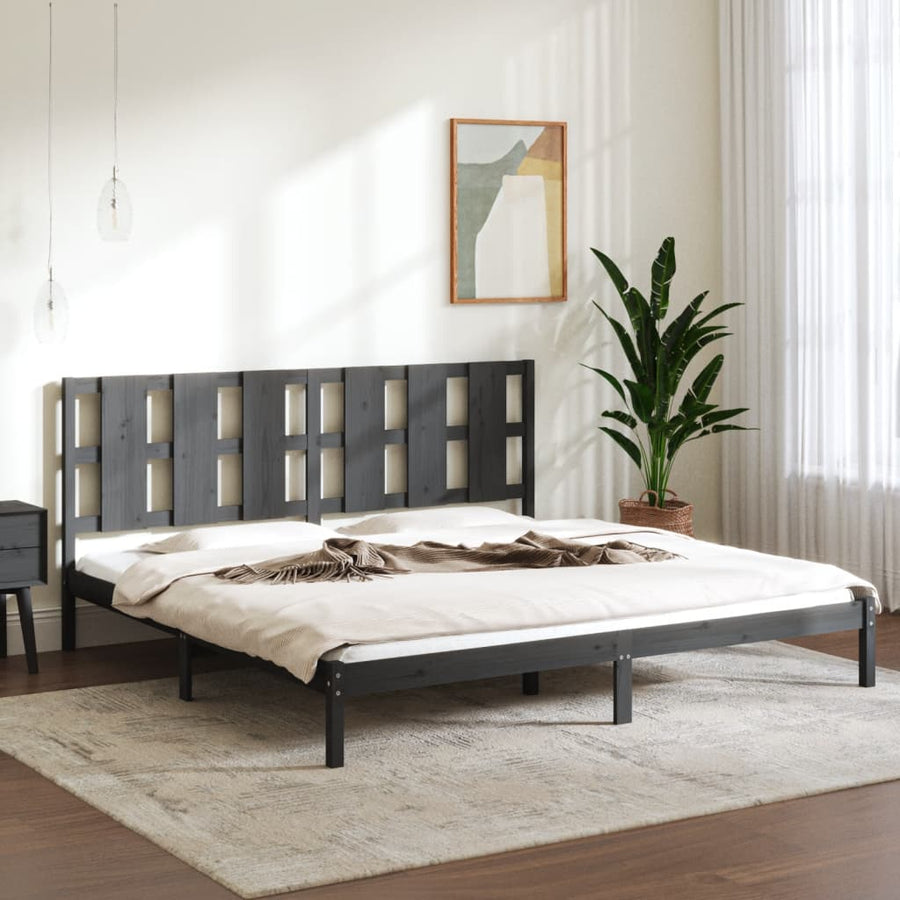 Bedframe Massief Grenenhout 200 x 200 cm Grijs