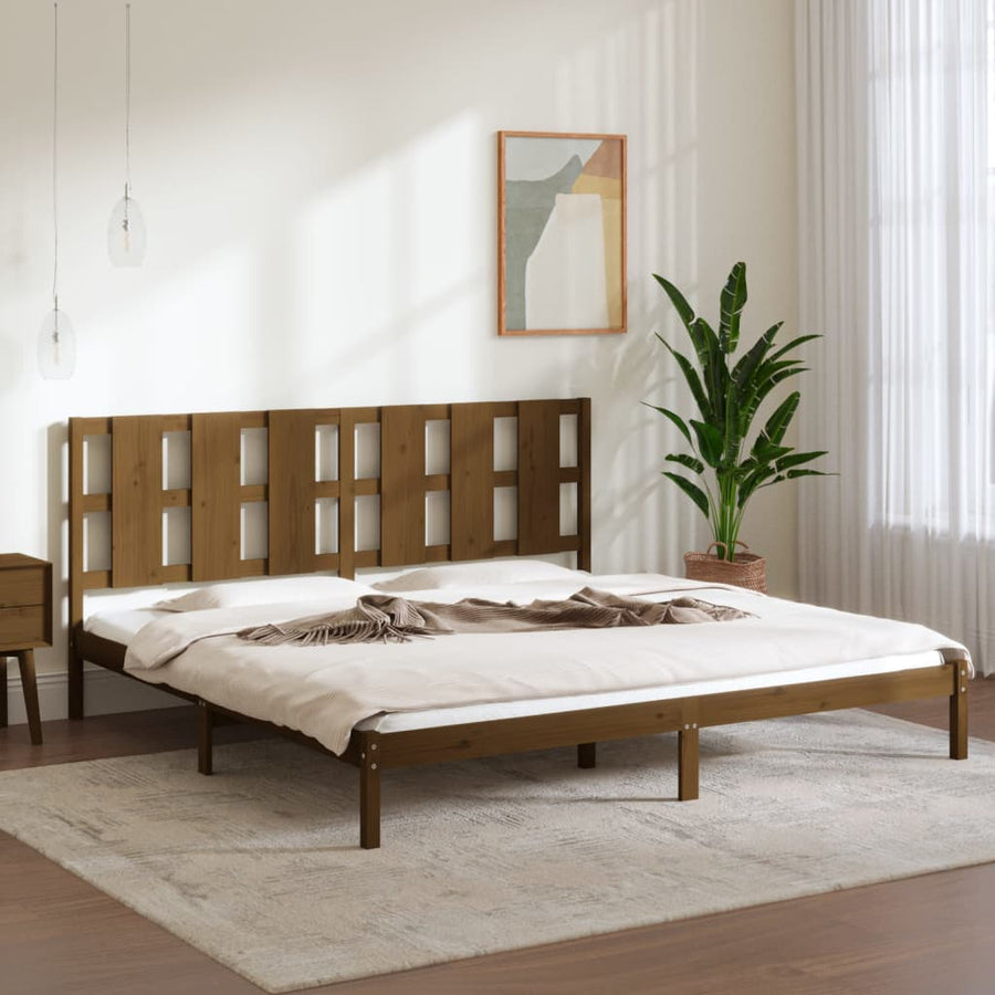 Bedframe Massief Grenenhout 200 x 200 cm Honingbruin