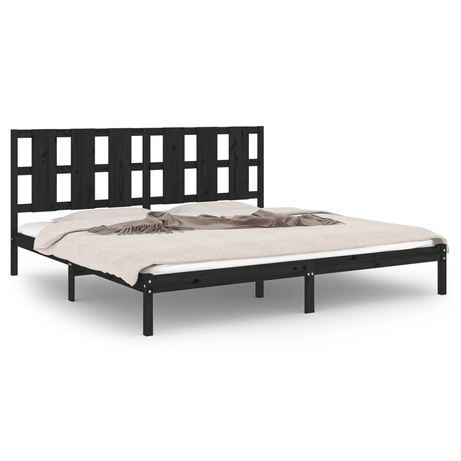 Bedframe Massief Grenenhout 200 x 200 cm Zwart