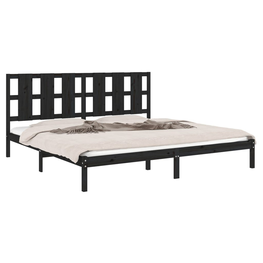 Bedframe Massief Grenenhout 200 x 200 cm Zwart