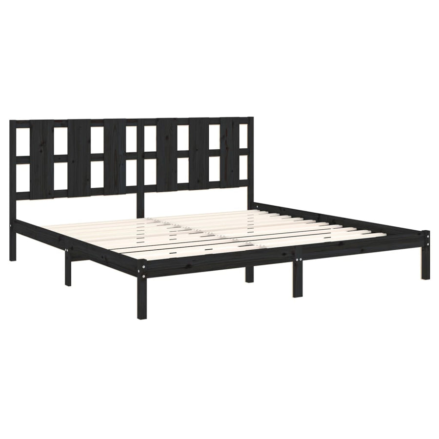 Bedframe Massief Grenenhout 200 x 200 cm Zwart