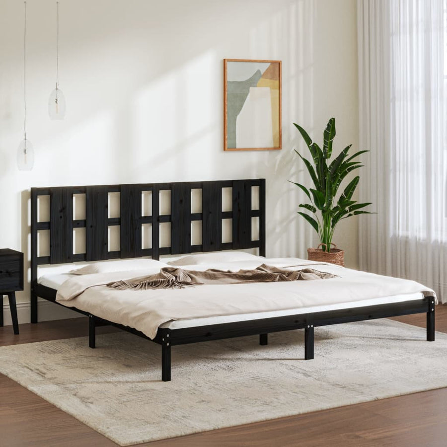 Bedframe Massief Grenenhout 200 x 200 cm Zwart
