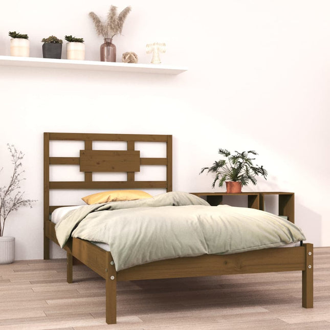 Bedframe Massief Hout 100 x 200 cm Honingbruin