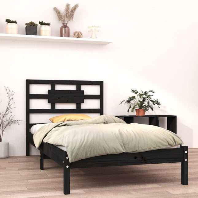 Bedframe Massief Hout 100 x 200 cm Zwart