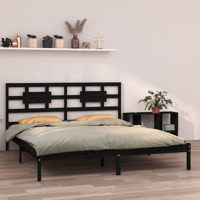 Bedframe Massief Hout 160 x 200 cm Zwart