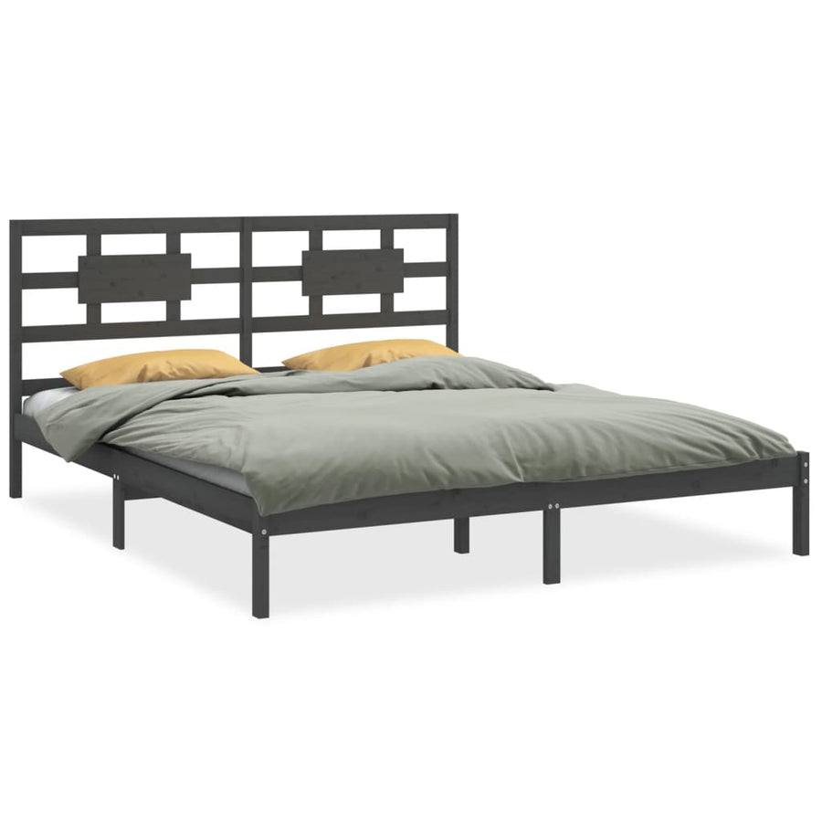 Bedframe Massief Hout 200 x 200 cm Grijs