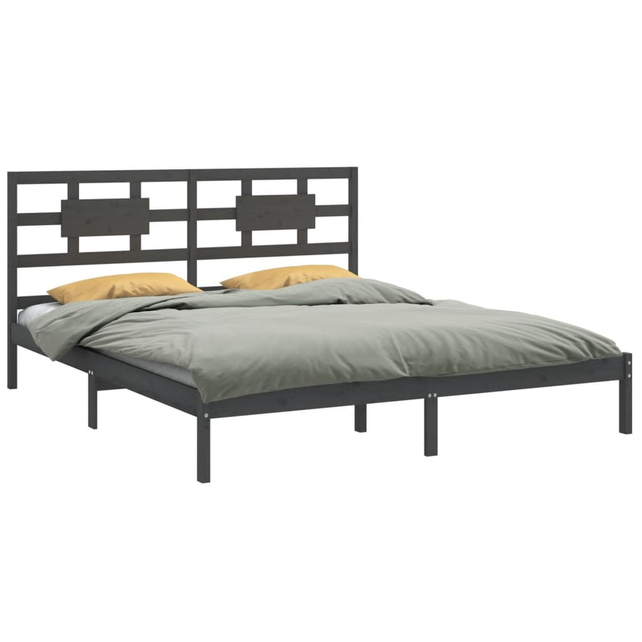 Bedframe Massief Hout 200 x 200 cm Grijs