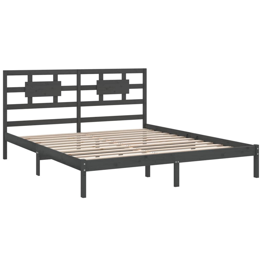 Bedframe Massief Hout 200 x 200 cm Grijs