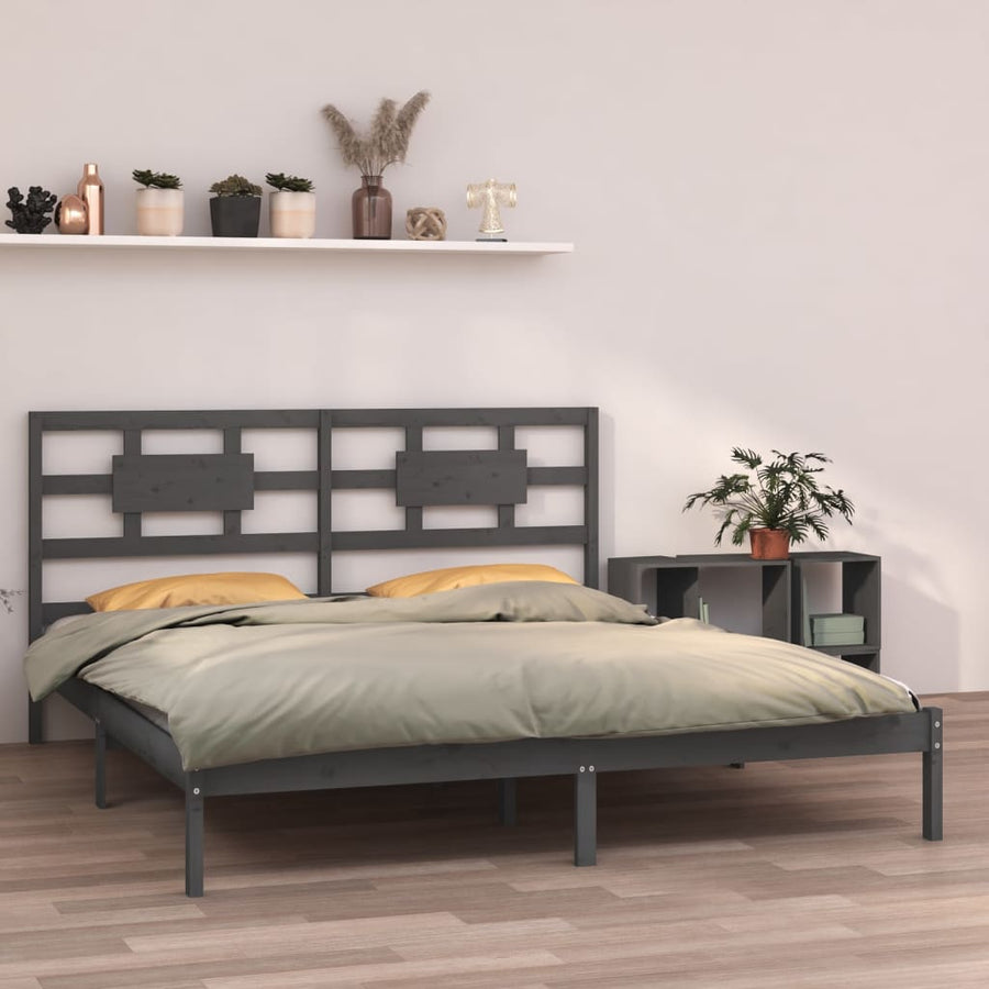 Bedframe Massief Hout 200 x 200 cm Grijs