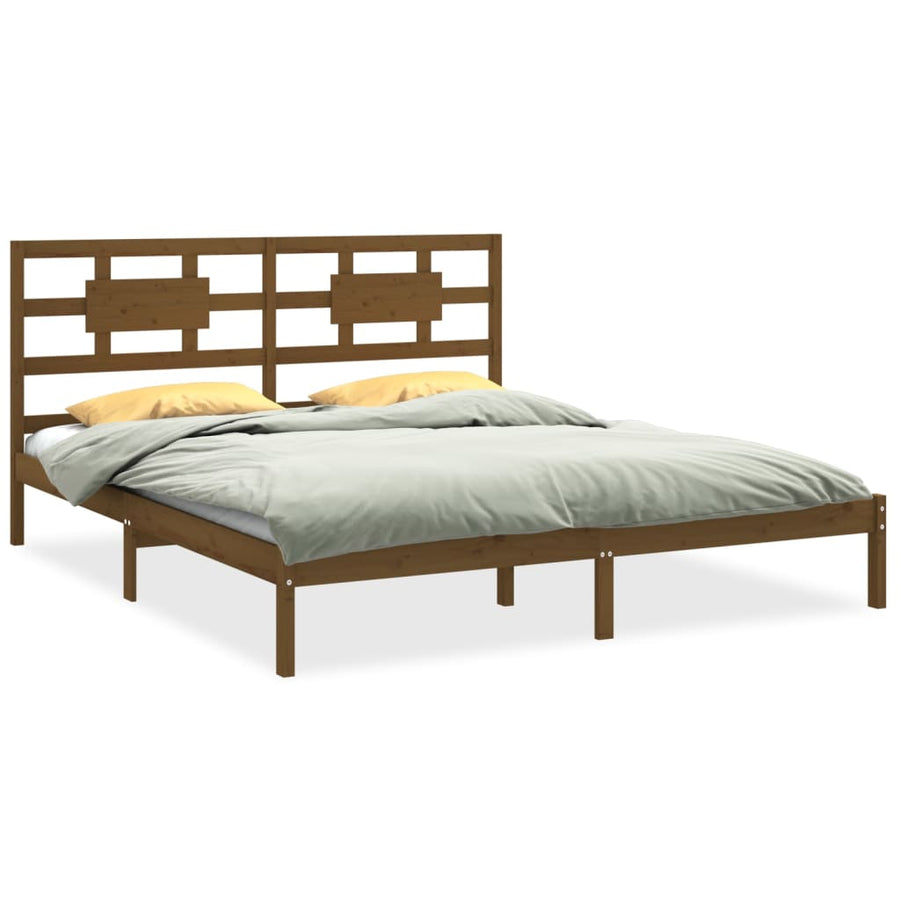 Bedframe Massief Hout 200 x 200 cm Honingbruin