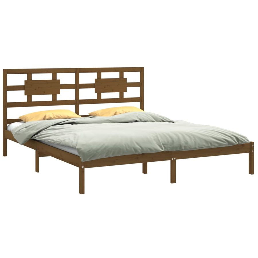 Bedframe Massief Hout 200 x 200 cm Honingbruin