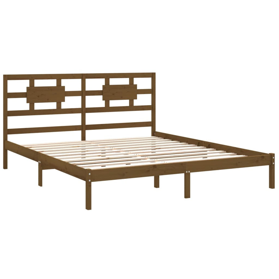Bedframe Massief Hout 200 x 200 cm Honingbruin