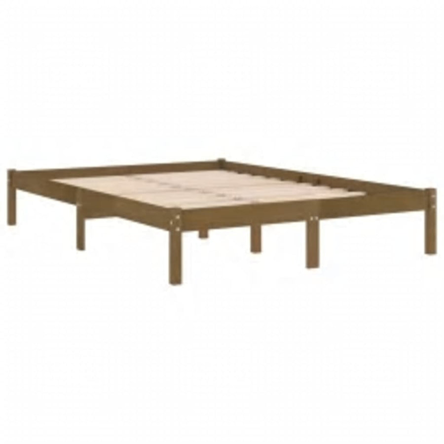 Bedframe Massief Hout 200 x 200 cm Honingbruin