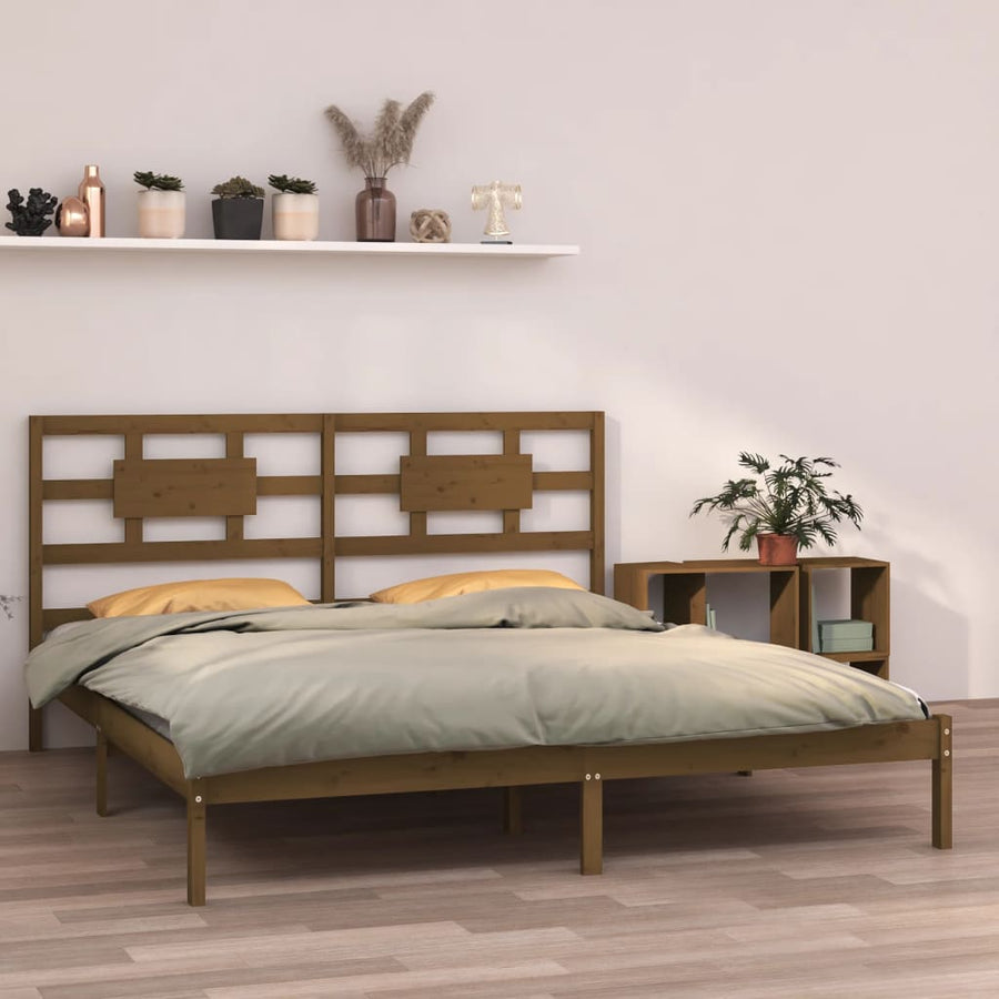 Bedframe Massief Hout 200 x 200 cm Honingbruin
