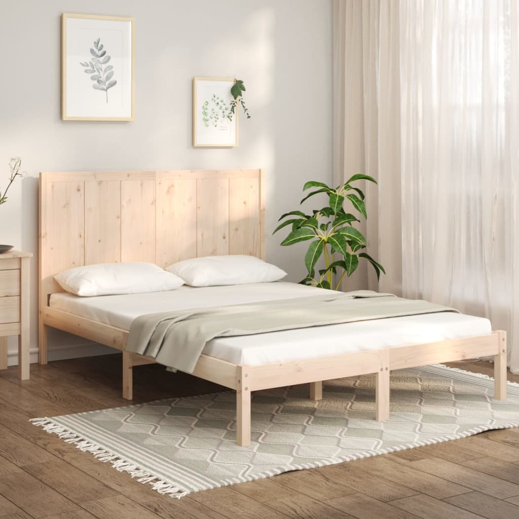 Bedframe Massief Grenenhout 140 x 190 cm Naturel