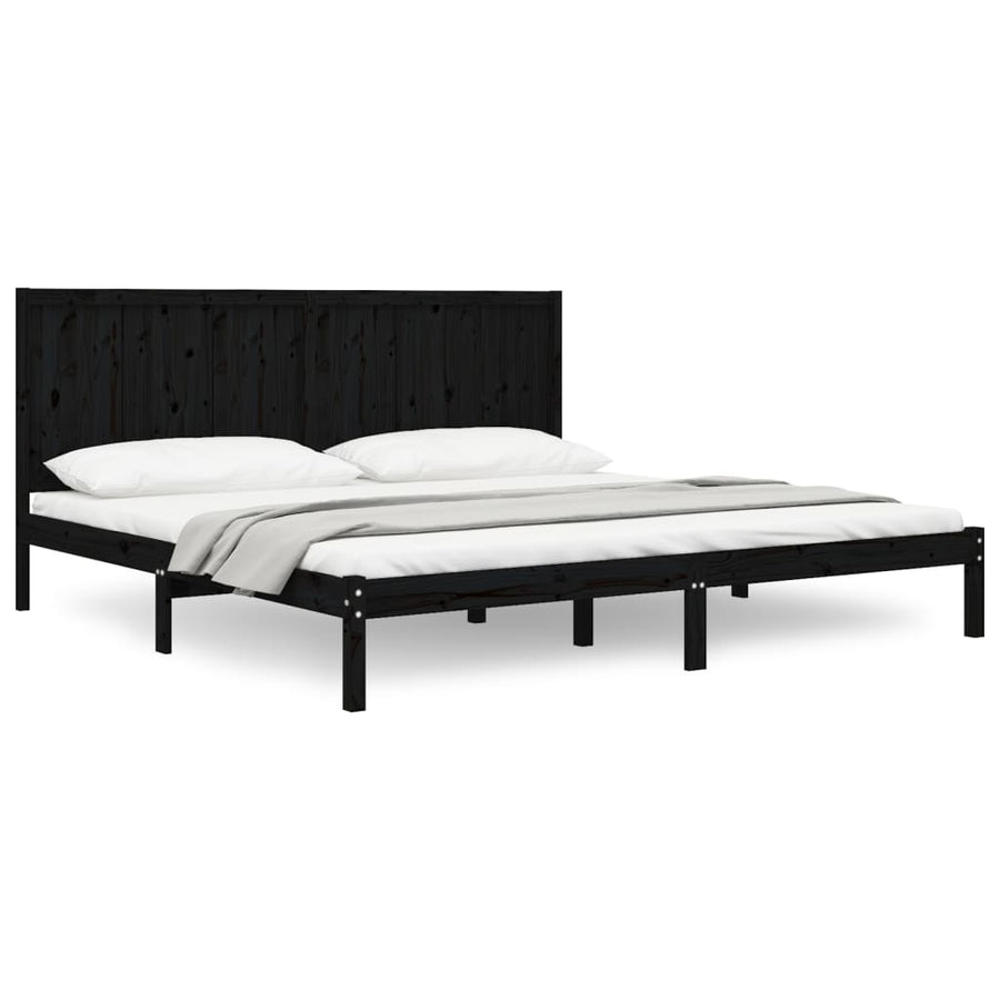 Bedframe Massief Grenenhout 200 x 200 cm Zwart