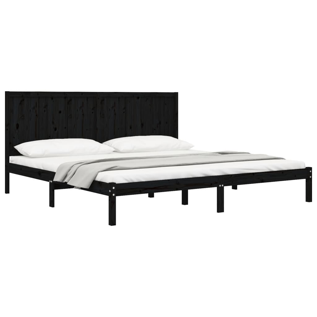 Bedframe Massief Grenenhout 200 x 200 cm Zwart