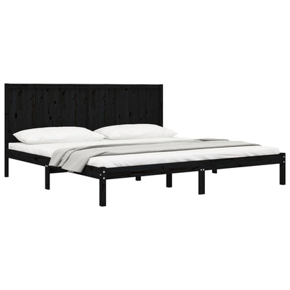 Bedframe Massief Grenenhout 200 x 200 cm Zwart