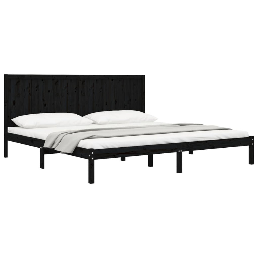 Bedframe Massief Grenenhout 200 x 200 cm Zwart
