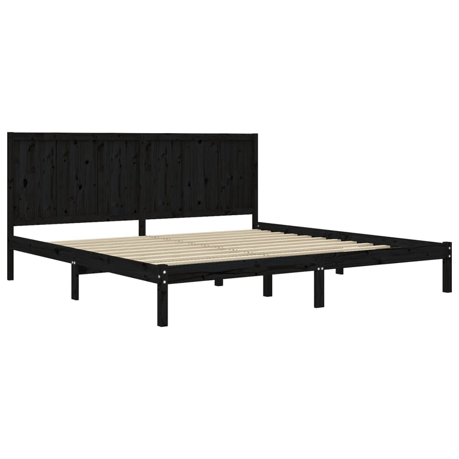 Bedframe Massief Grenenhout 200 x 200 cm Zwart