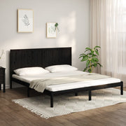 Solid pine bed frame black 200x200 cm