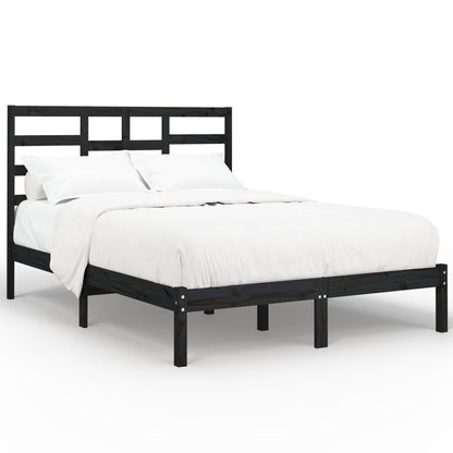 Bedframe Massief Hout 140 x 190 cm Zwart