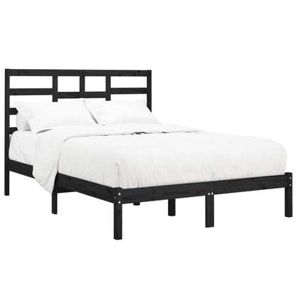 Bedframe Massief Hout 140 x 190 cm Zwart