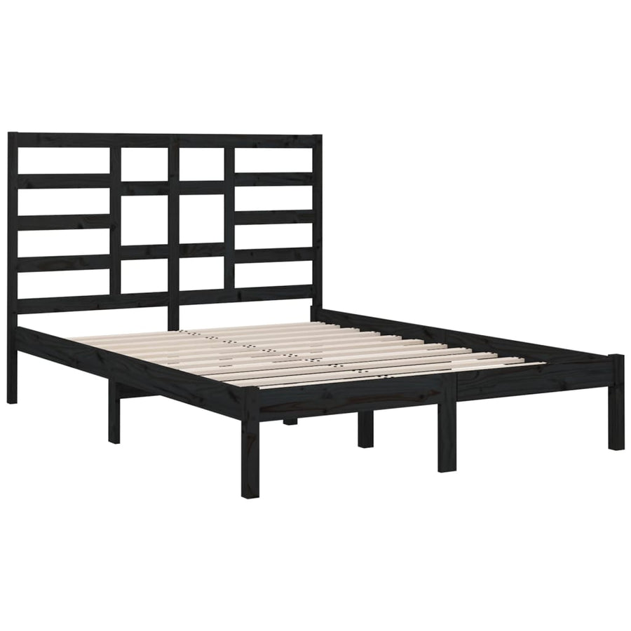 Bedframe Massief Hout 140 x 190 cm Zwart