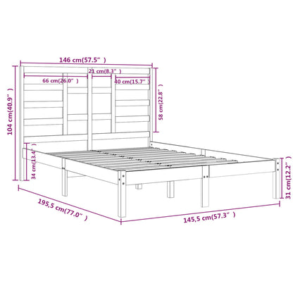 Bedframe Massief Hout 140 x 190 cm Zwart